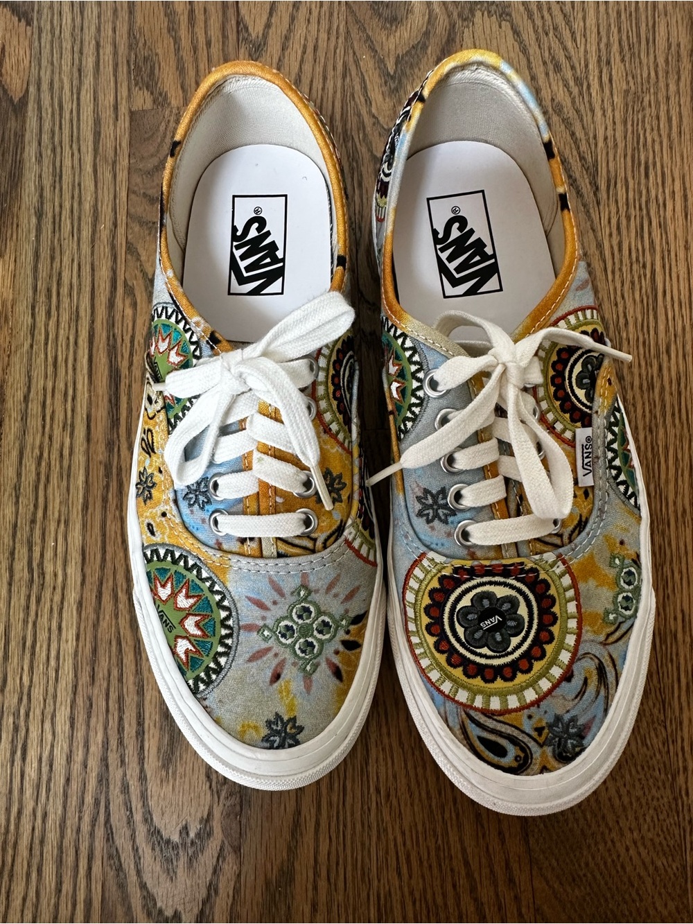 Vans Women's Multi-Color Patterned Canvas Sneakers - Yellow, Green, Blue Accents